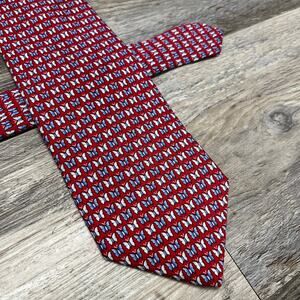 Brooks Brothers Butterflies Red Men 60.5" Stain Resistant Pure Silk USA Made Tie